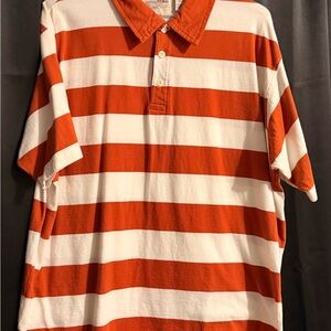 Point Zero Orange and White Striped Polo Shirt
